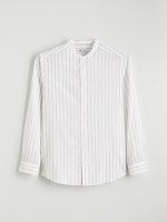 Regular Fit Striped Men's Shirt with a Mandarin Collar - Image 5