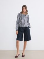 Peter Pan Collar Plaid Women's Shirt - Image 2