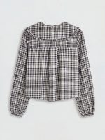 Peter Pan Collar Plaid Women's Shirt - Image 6