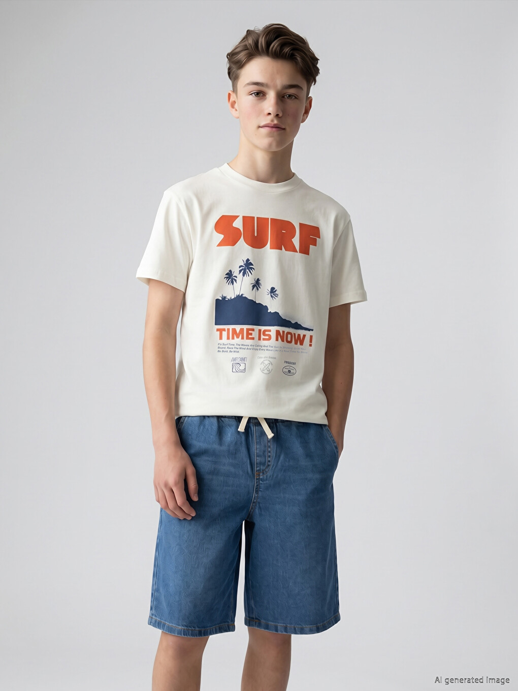 Slogan Printed Crew Neck Boys' T-Shirt