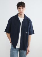 Regular Fit Embroidered Linen Blend Men's Shirt - Image 2