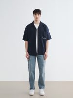 Regular Fit Embroidered Linen Blend Men's Shirt - Image 3