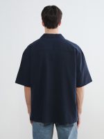 Regular Fit Embroidered Linen Blend Men's Shirt - Image 5