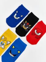 Sonic Printed Boys' Trainer Socks 5 Pack - Image 2
