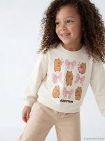 Crew Neck Capyfun Printed Girls' Sweatshirt - Image 2