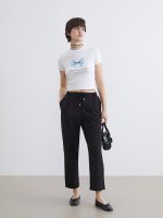Elastic Waist Carrot Fit Women's Trousers