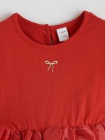 Crew Neck Embroidered Girl Baby Girls Jersey Dress - Image 2