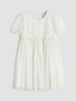 Embroidered Girls' Ruffled Dress