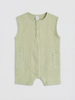 Crew Neck Baby Boys' Muslin Jumpsuit - Image 3