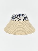 Floral Patterned Rattan Women's Visor Hat