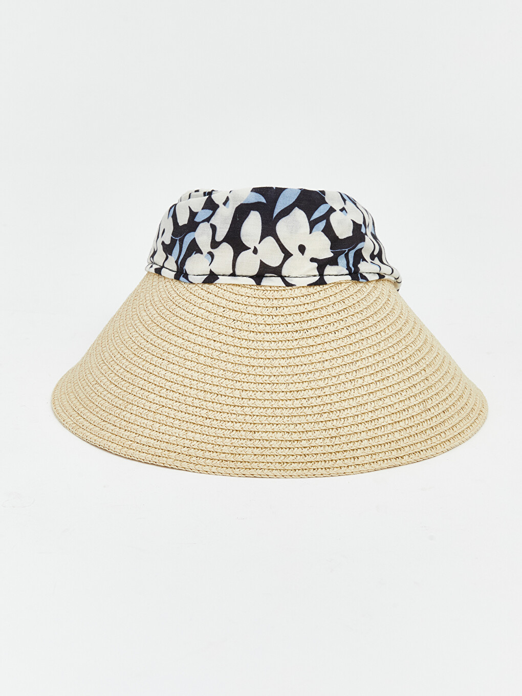 Floral Patterned Rattan Women's Visor Hat
