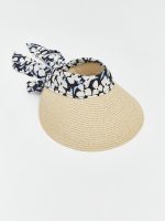 Floral Patterned Rattan Women's Visor Hat - Image 2