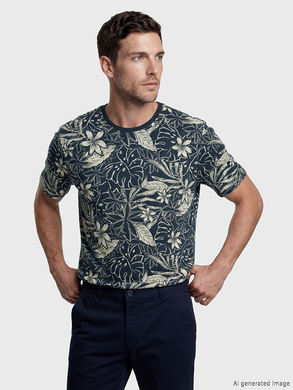 Crew Neck Patterned Men's T-Shirt