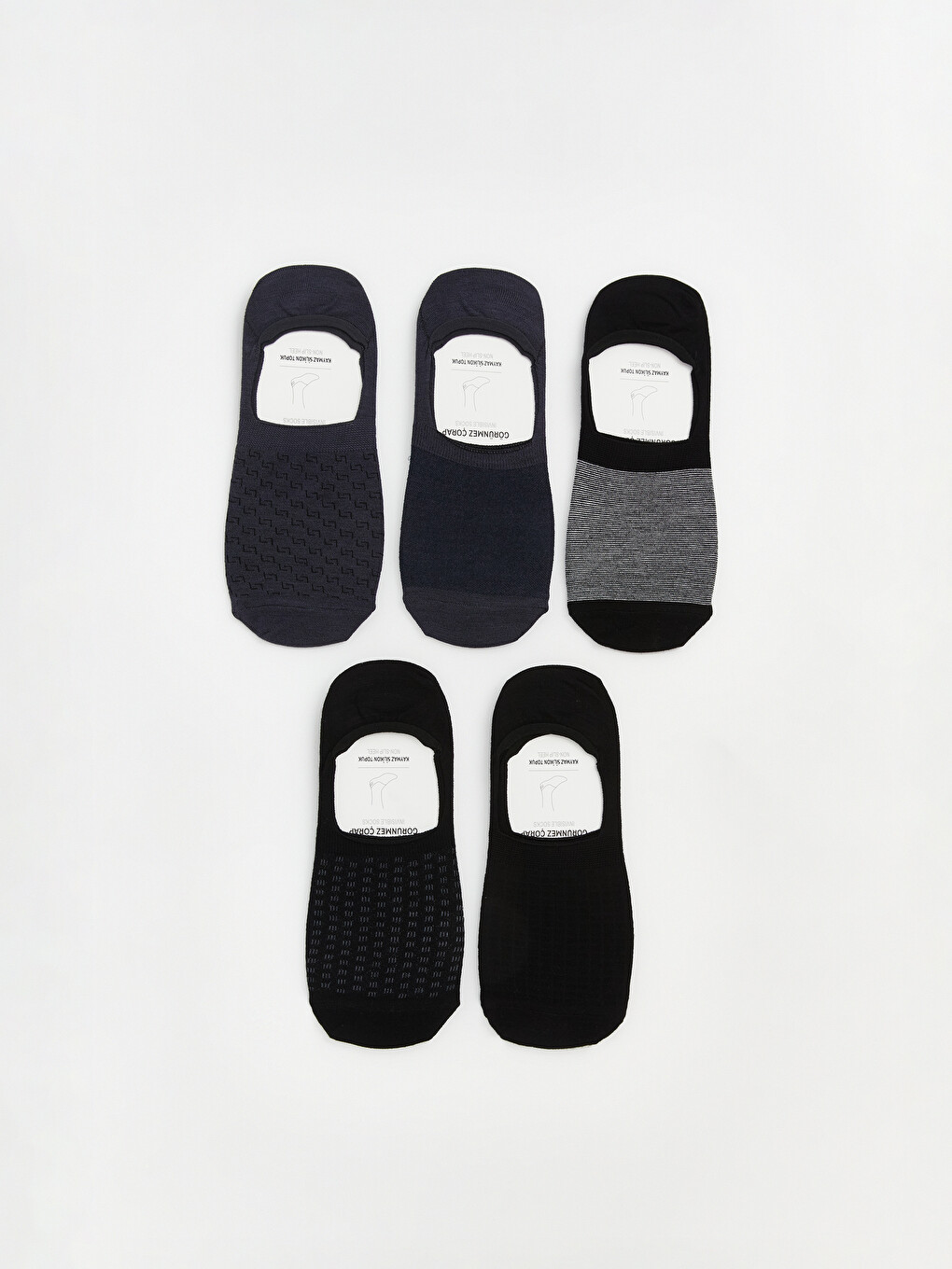 Patterned and Plain Men's Bamboo Invisible Socks 5 Pack