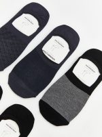 Patterned and Plain Men's Bamboo Invisible Socks 5 Pack - Image 2