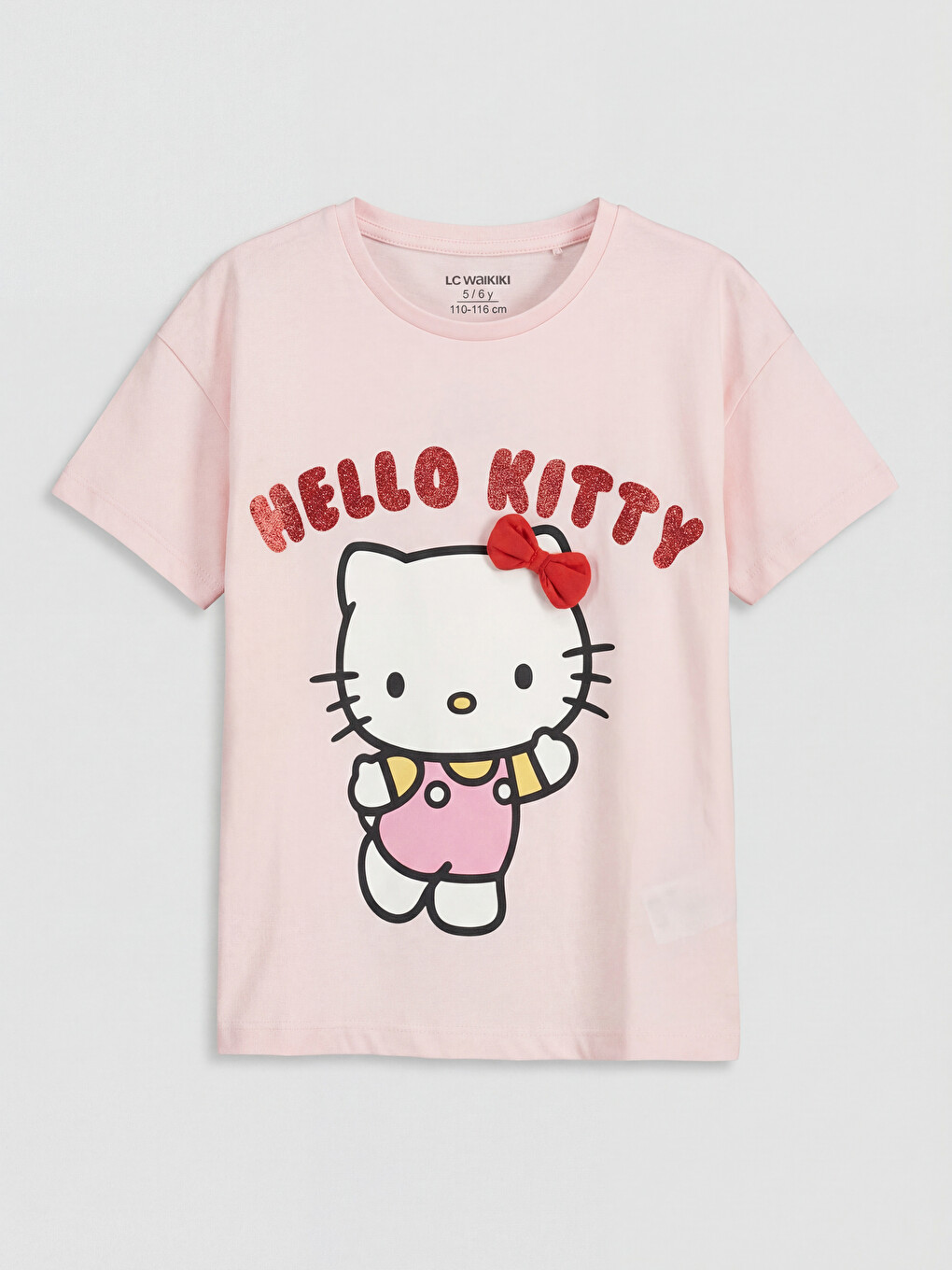 Crew Neck Hello Kitty Printed Girls' T-Shirt