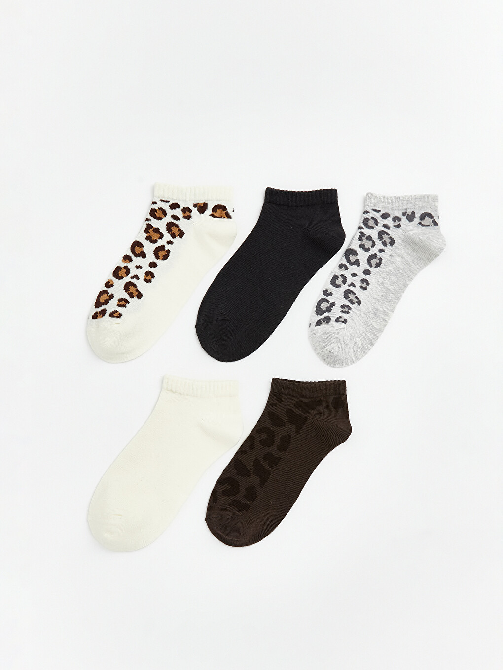 Leopard Print Women's Ankle Socks - Set of 5