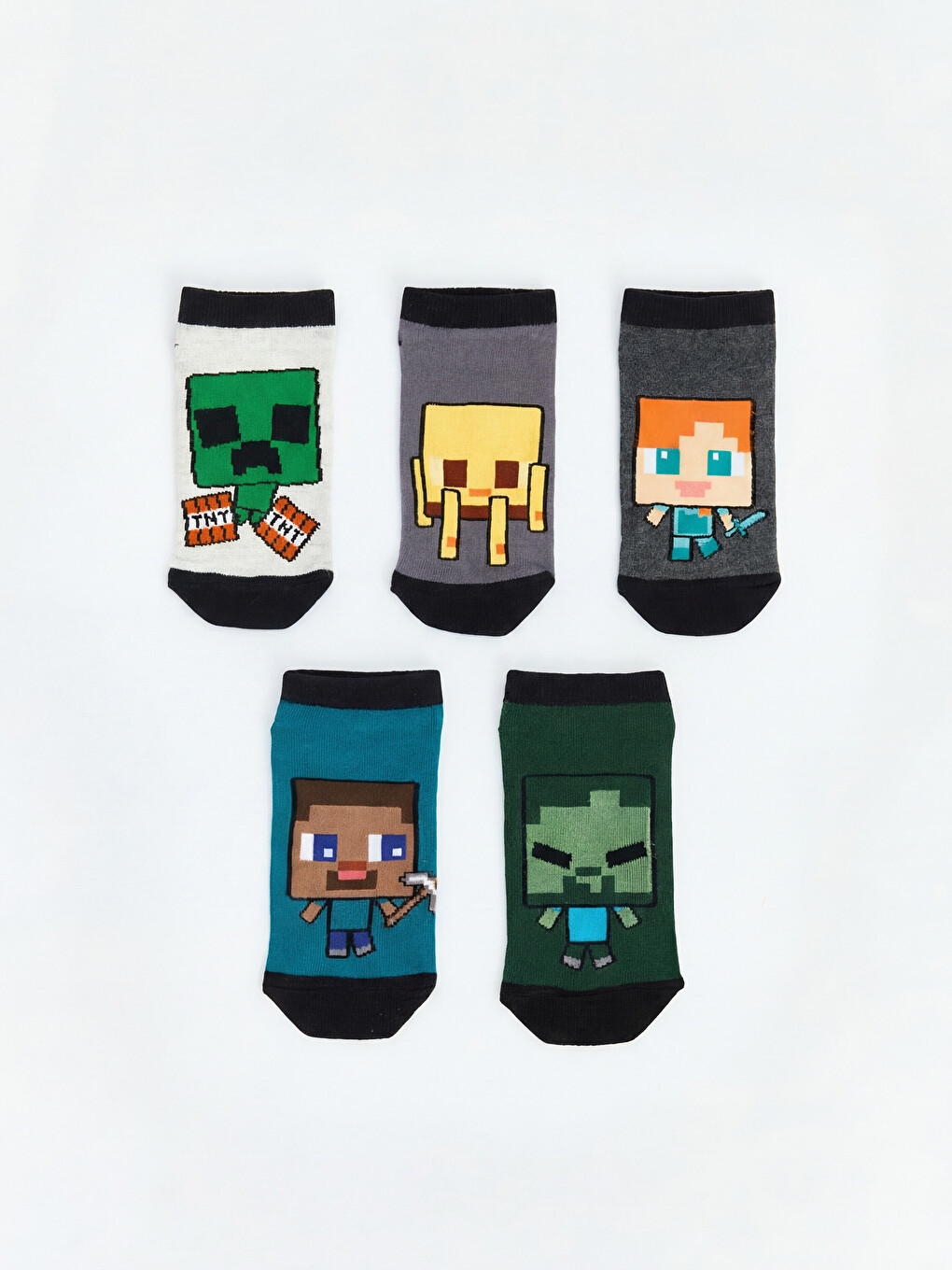 Boys' Minecraft Printed 5-Pack Trainer Socks