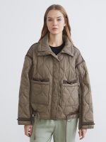 Funnel Neck Quilted Women's Puffer Coat