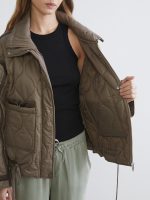 Funnel Neck Quilted Women's Puffer Coat - Image 4