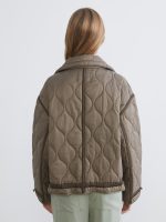 Funnel Neck Quilted Women's Puffer Coat - Image 5