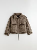 Funnel Neck Quilted Women's Puffer Coat - Image 6