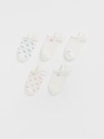 Bow Patterned Women's Sneaker Socks 5 Pack