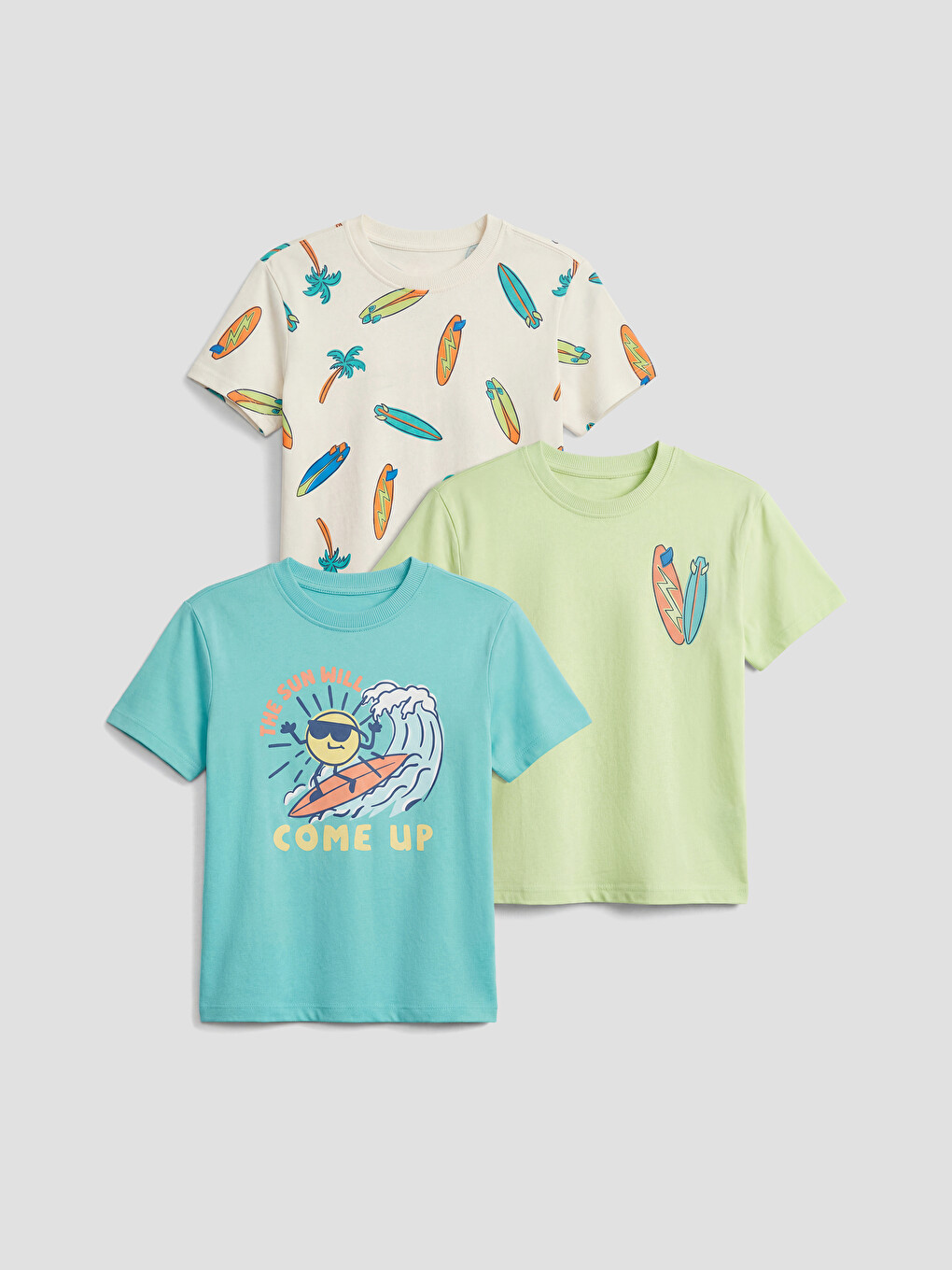 Crew Neck Printed Boys' T-Shirt 3-Pack