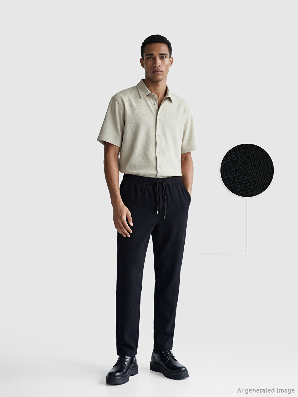 Regular Fit Linen-Look Men's Trousers