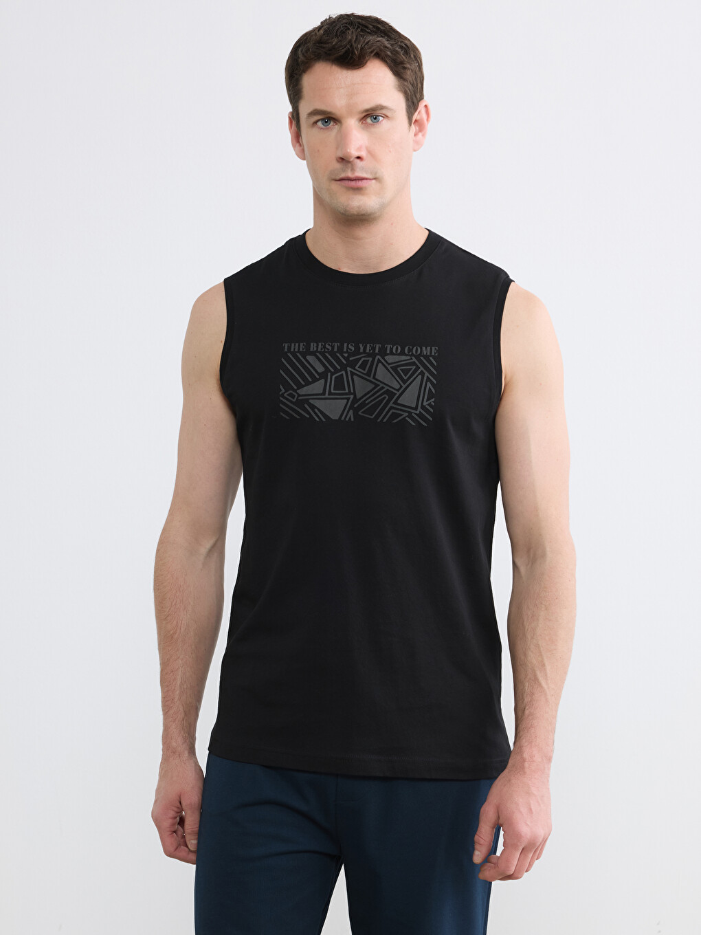 Crew Neck Printed Jersey Man Sleeveless T-Shirt