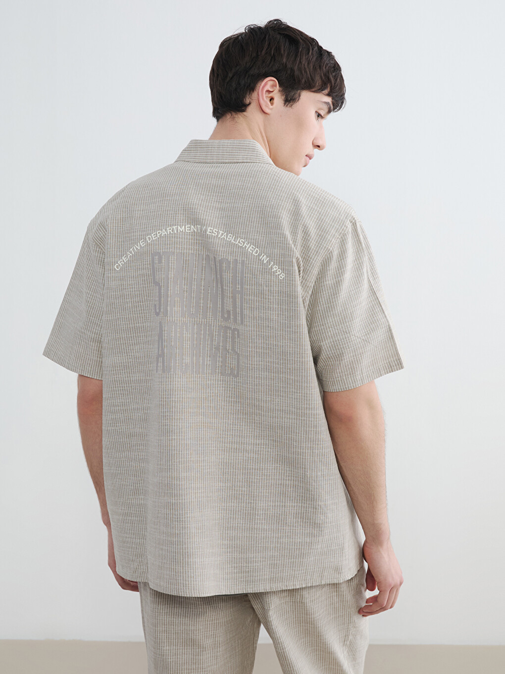 Relax Fit Printed Linen Blend Men's Shirt