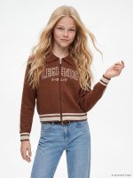 Polo Collar Zippered Knit Girls' Cardigan - Image 2