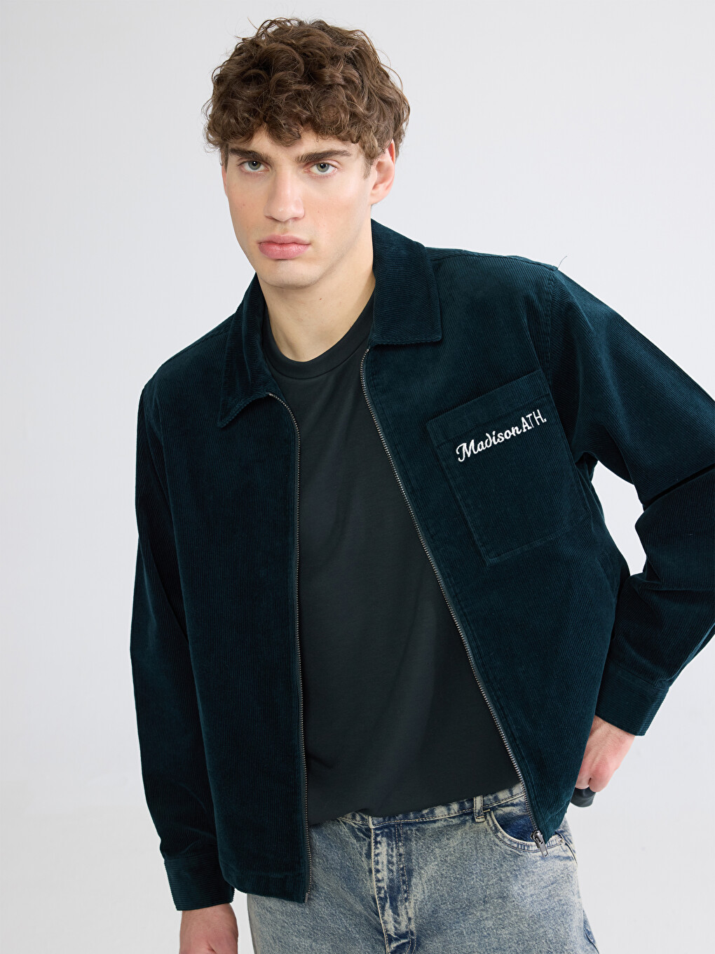 Loose Fit Velvet Men's Shirt Jacket