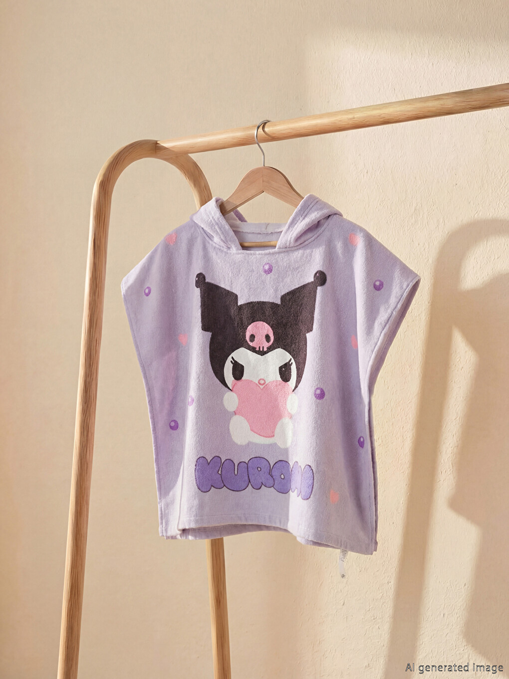 Kuromi Printed Cotton Girls' Poncho Towel