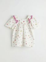 Ruffled Square Neck Printed Girls's Set - Image 2