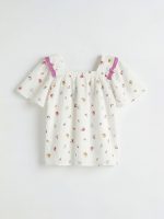 Ruffled Square Neck Printed Girls's Set - Image 3