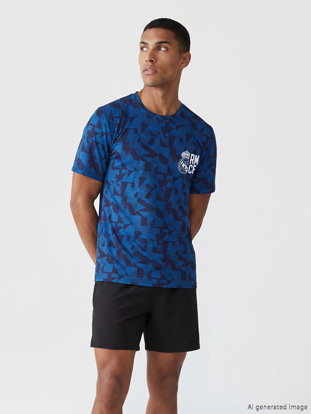 Crew Neck Real Madrid Printed Men's Sports T-Shirt