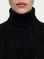 Women's Patterned Knit Turtleneck Sweater - Image 3