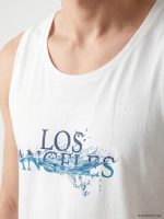 Crew Neck Los Angeles Printed Men's Sleeveless T-Shirt - Image 3