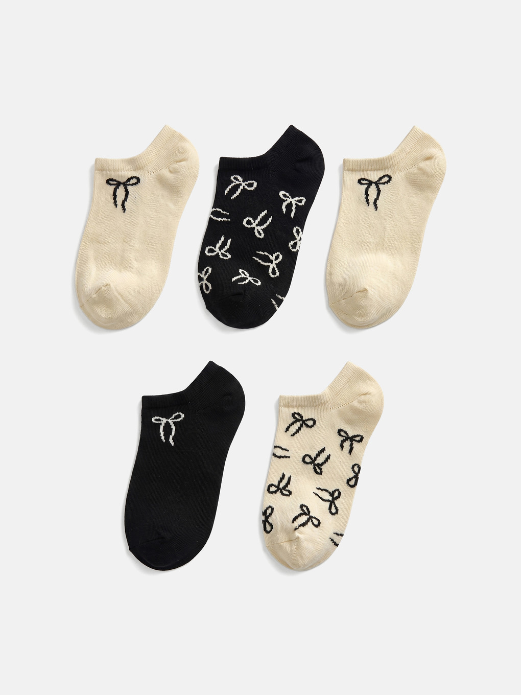 Bow Patterned Women's Trainer Socks 5 Pack