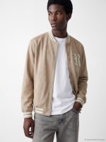 Regular Fit Baseball Collar Men's Suede Coat