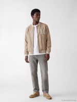 Regular Fit Baseball Collar Men's Suede Coat - Image 2
