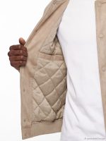 Regular Fit Baseball Collar Men's Suede Coat - Image 4