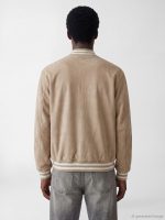 Regular Fit Baseball Collar Men's Suede Coat - Image 5