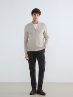 Standard Fit Stand-up Collar Men's Knitwear Cardigan - Image 2