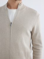 Standard Fit Stand-up Collar Men's Knitwear Cardigan - Image 3