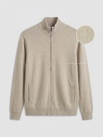 Standard Fit Stand-up Collar Men's Knitwear Cardigan - Image 5