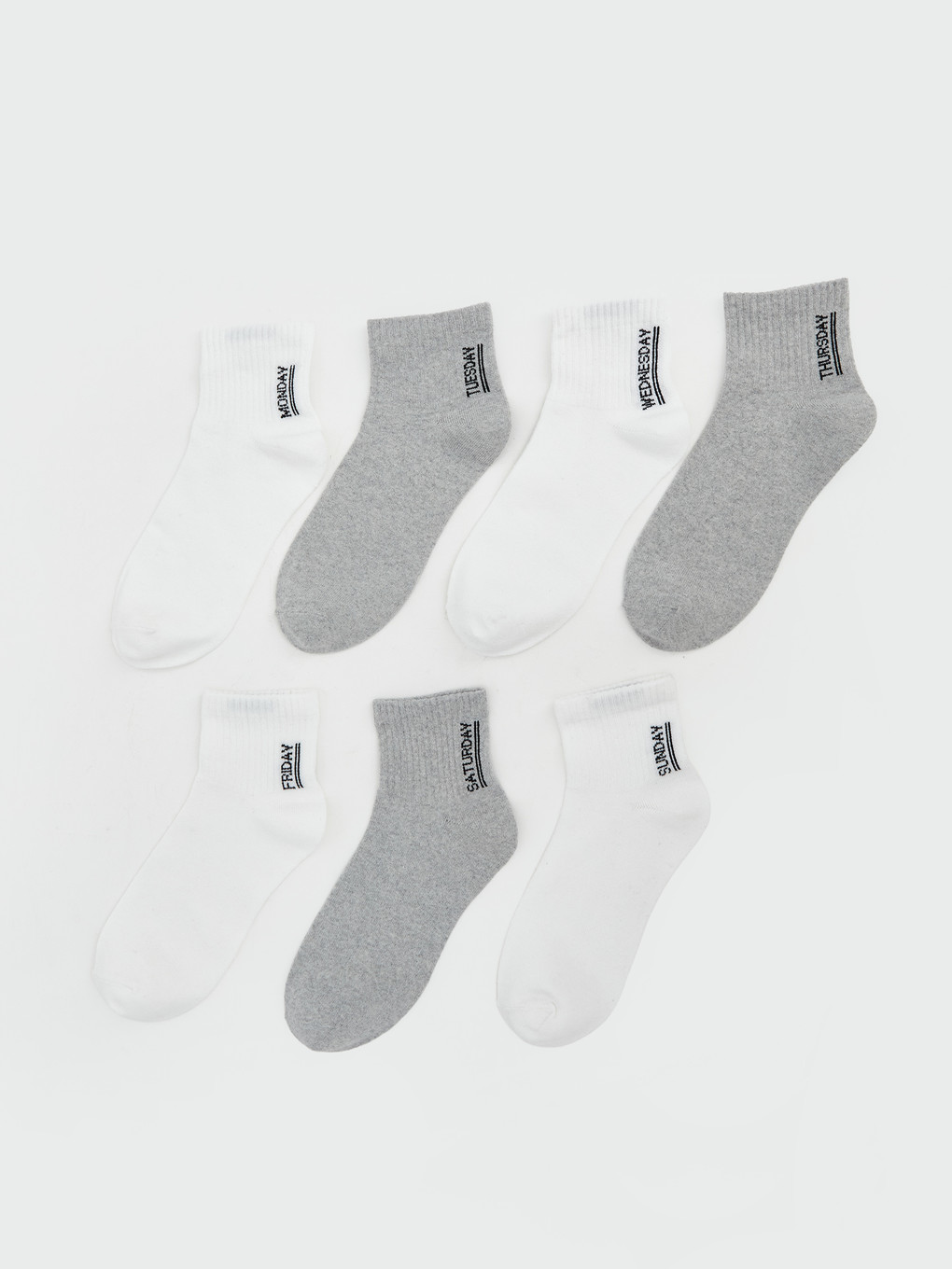 Text Printed Boys' Ankle Socks 7 Pack Pack